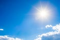 Bright sun on blue sky Royalty Free Stock Photo
