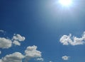 Bright of sun clear Blue sky and white clouds natural backdrop and background Royalty Free Stock Photo