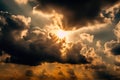 the bright sun comes out from behind the clouds, dramatic sky generative ai