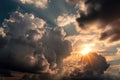 the bright sun comes out from behind the clouds, dramatic sky generative ai