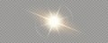 Bright sun flare starburst with light rays and warm glow isolated Royalty Free Stock Photo