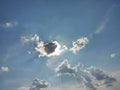 Bright sun hidden behind a white cloud Royalty Free Stock Photo