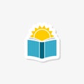 Bright sun in an open book for logo design illustration Royalty Free Stock Photo