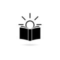 Bright sun in an open book for logo design illustration Royalty Free Stock Photo