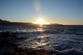 Bright sun over the Calvi citadel