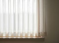 Bright Sun Shining Through Minimalist White Sheer Curtains Royalty Free Stock Photo