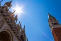 Bright sun shining over Basilica di San Marco Venice Italy Royalty Free Stock Photo