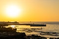 Bright sun at sunset. Mediterranean Sea in Beirut Royalty Free Stock Photo