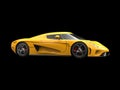 Bright sun yellow awesome super car on black background Royalty Free Stock Photo