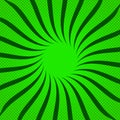 Green sunbeams halftone background. Vector illustration.