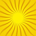 Yellow sunbeams halftone background. Vector illustration.