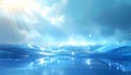 Abstract flowing blue waves with bright sunbeams and sparkling light particles water Royalty Free Stock Photo