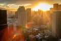 Bright sunburst during San Francisco sunset