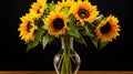 bright sunflowers in vase