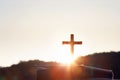 Bright sunlight, bible and holy crucifixion of Jesus Christ