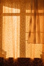 Bright sunlight breaks through a dense closed curtain of golden color