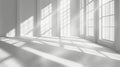 Bright Sunlight Casting Shadows In A Spacious, Empty White Interior. Generative AI