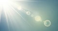 Bright sunlight lens flare effect overlay with bokeh and glow abstract background illustration Royalty Free Stock Photo