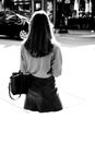 Black and White Street Lady Woman Portrait with no legs in bright white frame