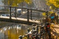 Bright Sunny Autumn Morning on the Amsterdam Canal Royalty Free Stock Photo