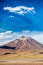 Bright sunny day on volcanos of Atacama Desert. Mountains southern from San Pedro de Atacama. Stunning scenery in bright sunlight Royalty Free Stock Photo