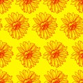 Bright sunny floral seamless pattern with sunflowers