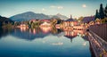 Bright sunny morning in Brauhof village. Colorful summer panorama of the Grundlsee lake, Liezen District of Styria, Austria, Alps.