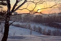 Dawn over a winter city Novosibirsk