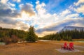 Bright Sunrise Lighting Up Cascade Ponds Royalty Free Stock Photo