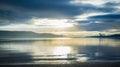 Bright sunset over hills and ocean in Tasmania. Royalty Free Stock Photo