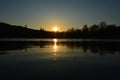 Bright sunset reflected in water