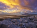 Bright sunset sky over Walney Island, Barrow-in-Furness, England