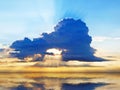 Bright sunset sky with stormy clouds