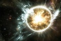 Bright supernova explosion captured in deep space revealing cosmic energy and light Royalty Free Stock Photo