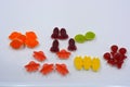 Sweet jelly candies, sweets in the form of aliens space rockets, astronauts, alien ships and planet, asteroids.