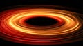 Bright swirling rings of glowing red and orange light forming a dynamic circular pattern against a deep black background Royalty Free Stock Photo