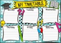 Bright template of a school schedule for 6 days of the week for students