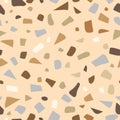 Bright Terrazzo Seamless Pattern. Abstract Terrazzo design in beige natural colors. Terrazzo seamless patterns. Trendy abstract Royalty Free Stock Photo