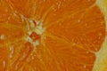 Bright background of a piece of ripe raw orange