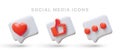 Bright and three dimensional icons for social networks. Like, comment, delighted Royalty Free Stock Photo