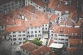 Bright tiled roofs of the houses in Kotor old town in Montenegro