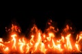 bright tongues of flame on a black background