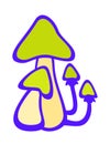 Bright toxic mushrooms. Vector isolated illustration