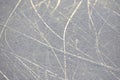 Bright traces of ice skating on an ice rink. background and texture Royalty Free Stock Photo