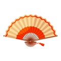 Bright traditional ethnic Asian hand fan vector flat illustration. Cultural Oriental accessory