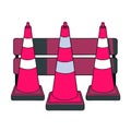 Bright Traffic Cones and Barrier Vector Illustration for Safety and Construction Designs Royalty Free Stock Photo