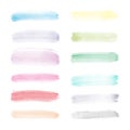 Bright transparent watercolor vector set of brush strokes in full spectrum colors Royalty Free Stock Photo