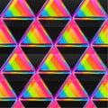 Bright triangle seamless pattern with neon light effect