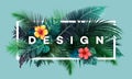 Bright tropical background with jungle plants. Exotic pattern with palm leaves Royalty Free Stock Photo