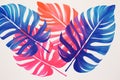 Bright tropical overlapping leaves trendy background